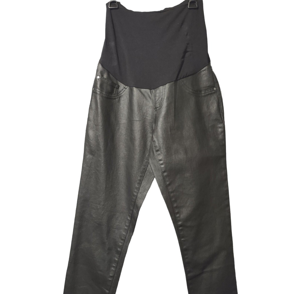 Indigo Blue Maternity Pants XS Women Edgy Goth Core Grunge Black Coated Skinny